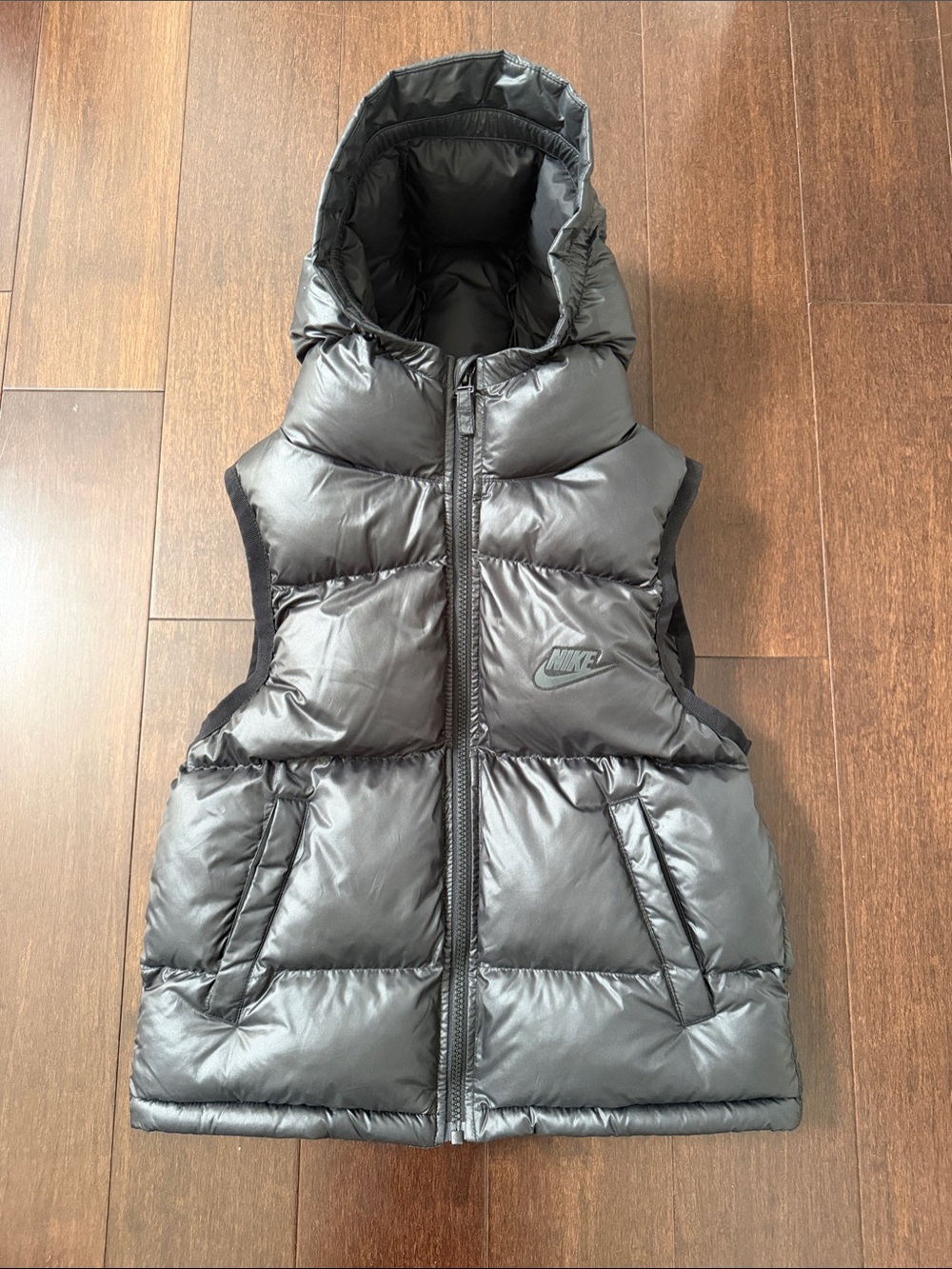 Nike Kids Black Therma-Fit Hooded Puffer Vest